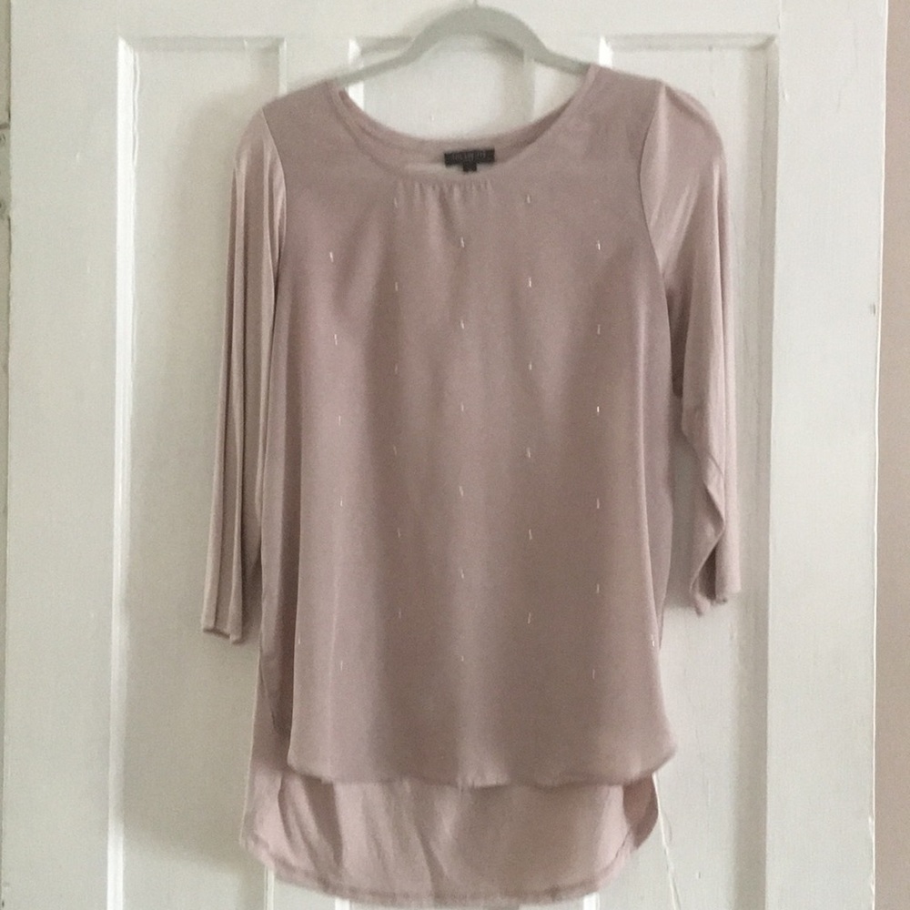 Sparkly Nude Color 3/4 Length Sleeve Top